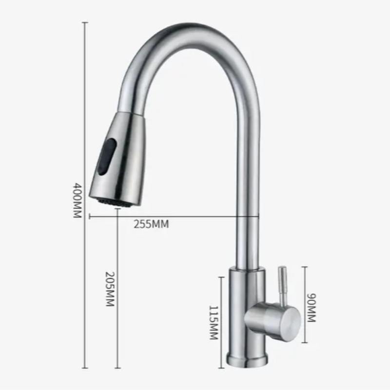 Robinet douchette extractible pour cuisine en inox