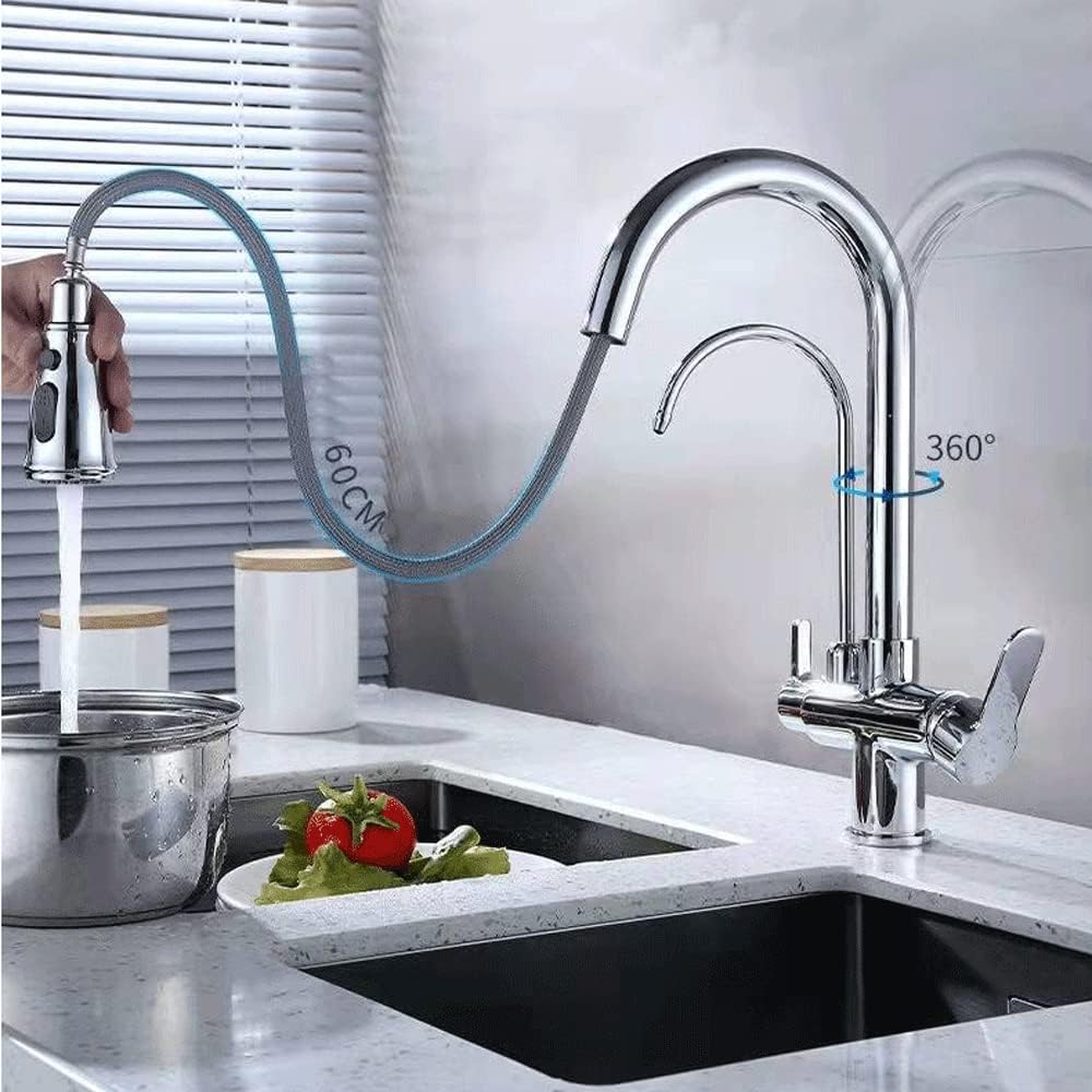 Robinet cuisine douchette purificateur d'eau en laiton