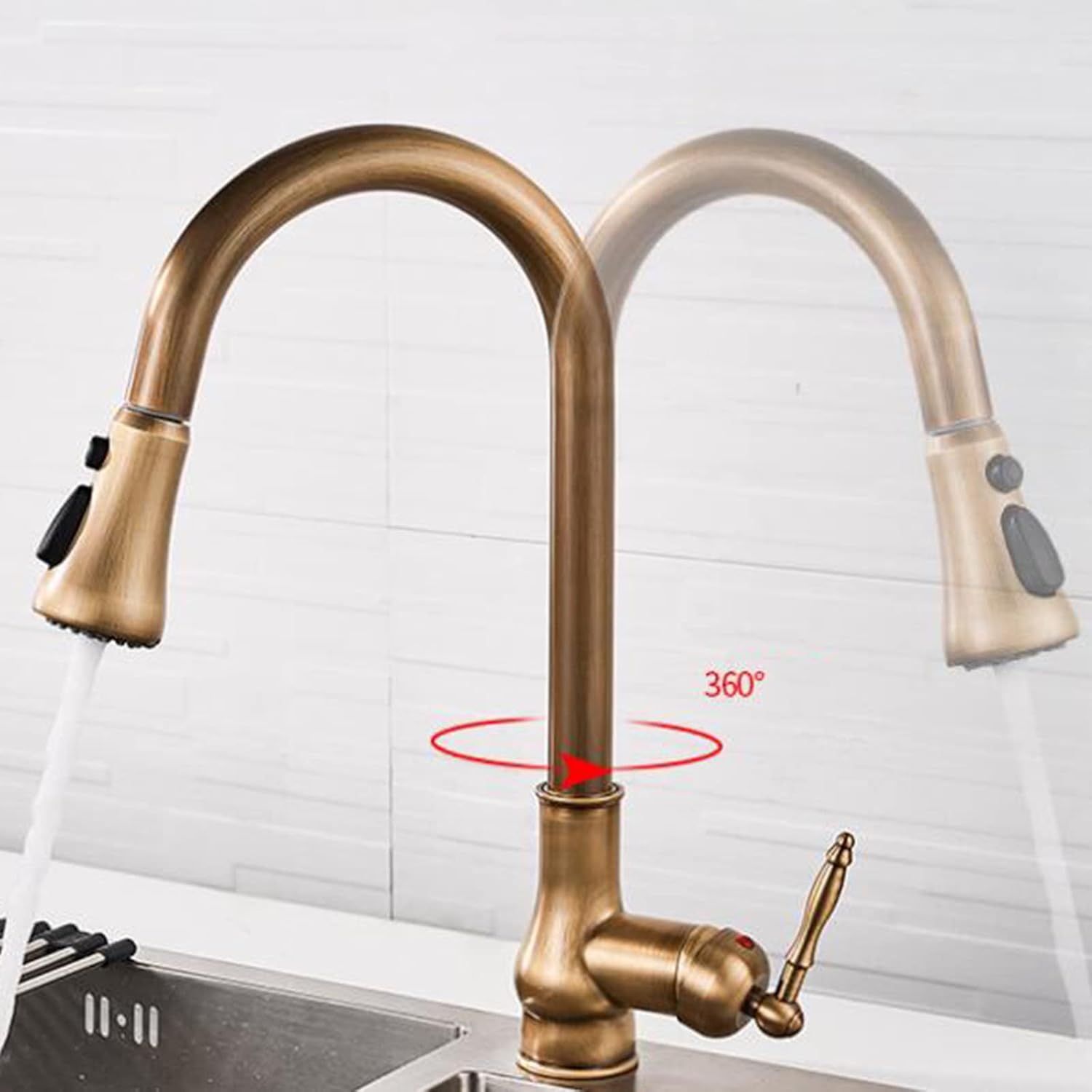 Robinet douchette vintage pour cuisine en laiton