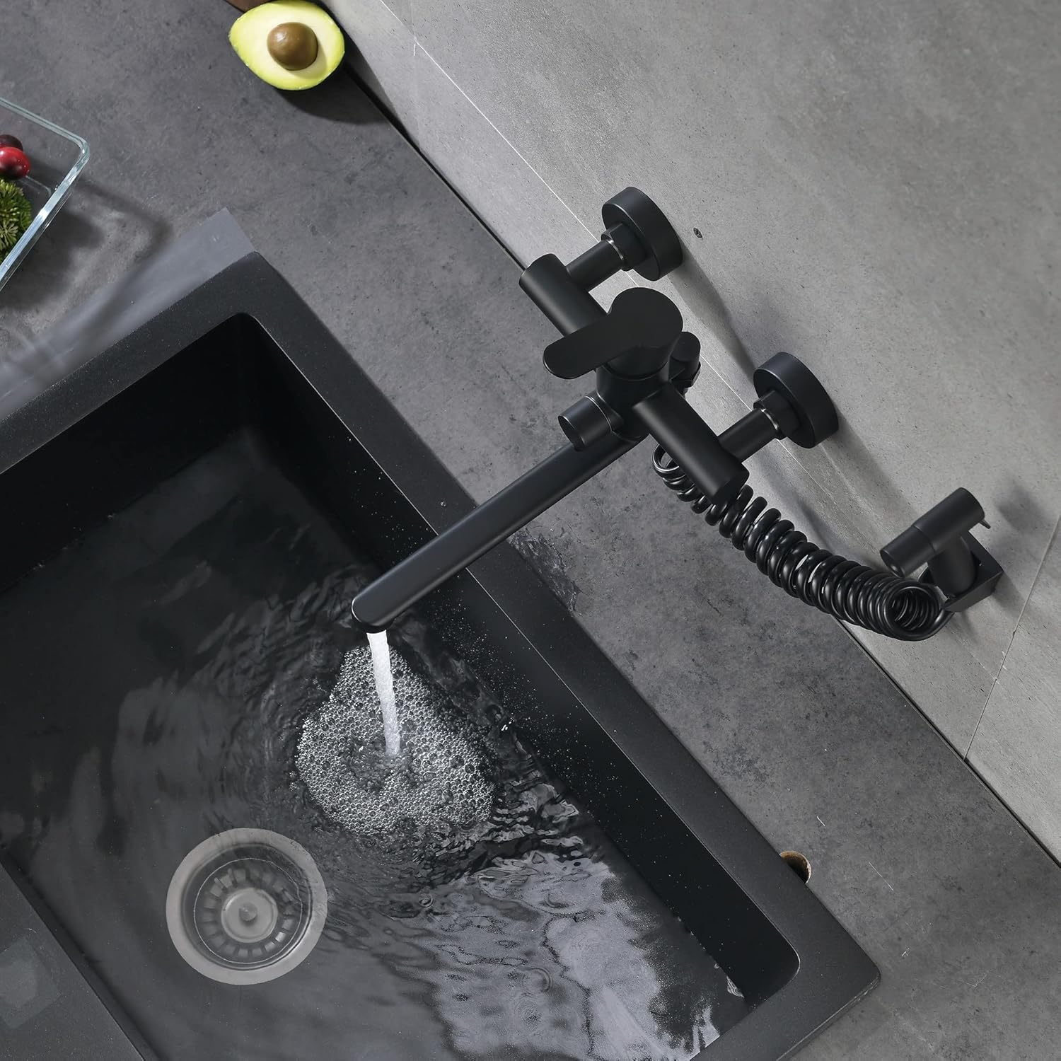 Robinet mural de cuisine avec douchette extractible en Laiton