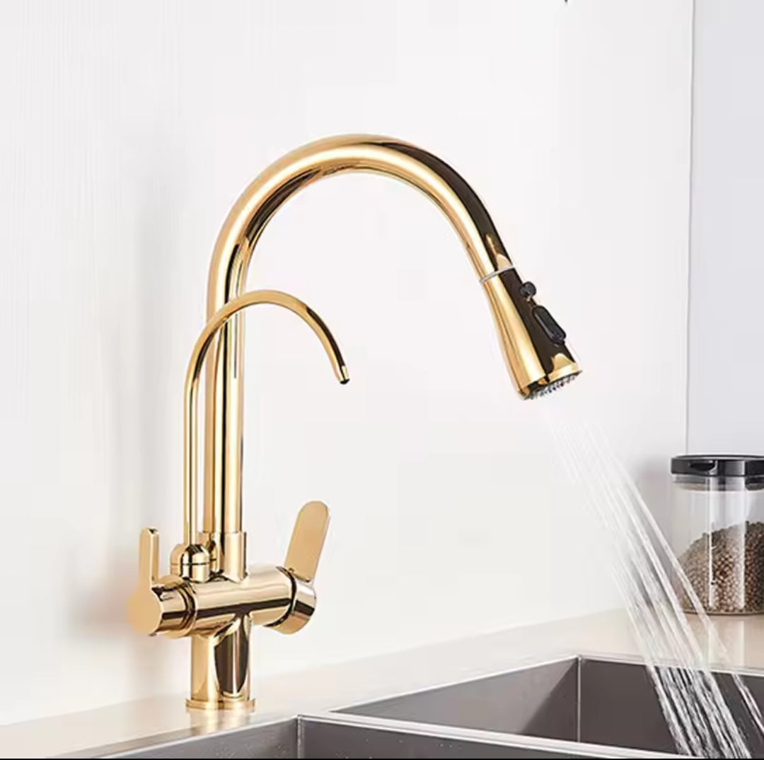 Robinet cuisine douchette purificateur d'eau en laiton