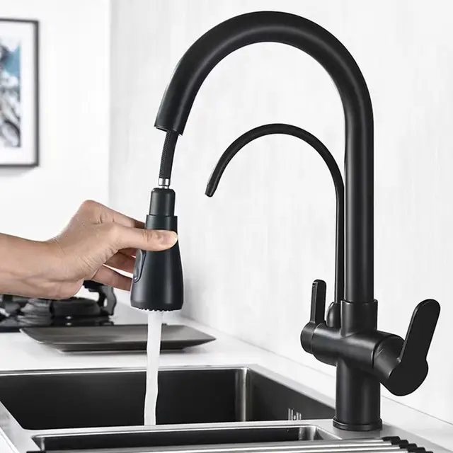 Robinet cuisine douchette purificateur d'eau en laiton