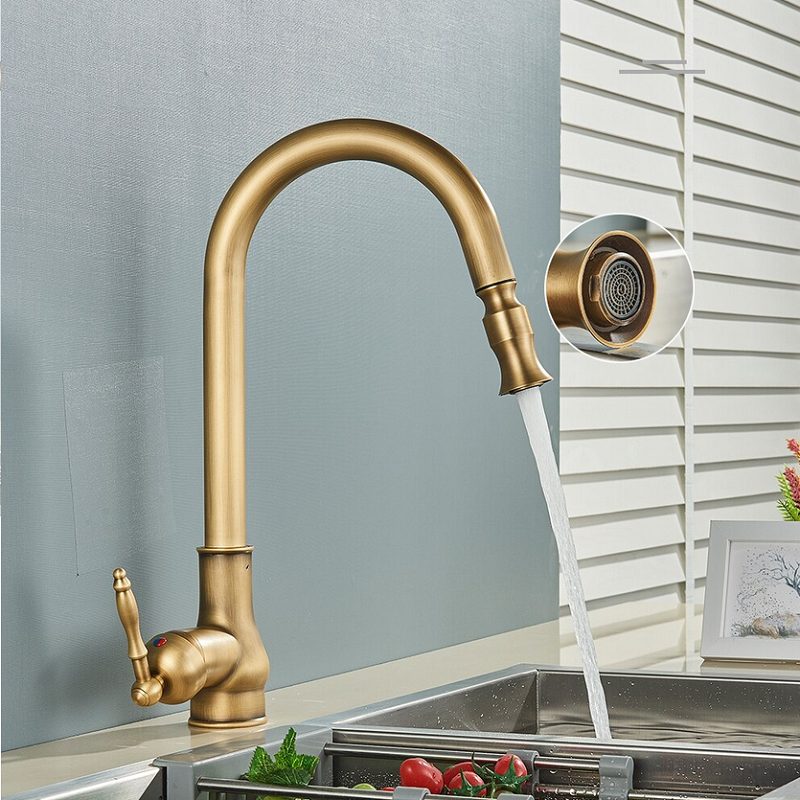 Robinet douchette vintage pour cuisine en laiton
