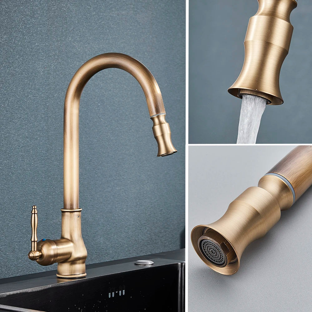 Robinet douchette vintage pour cuisine en laiton