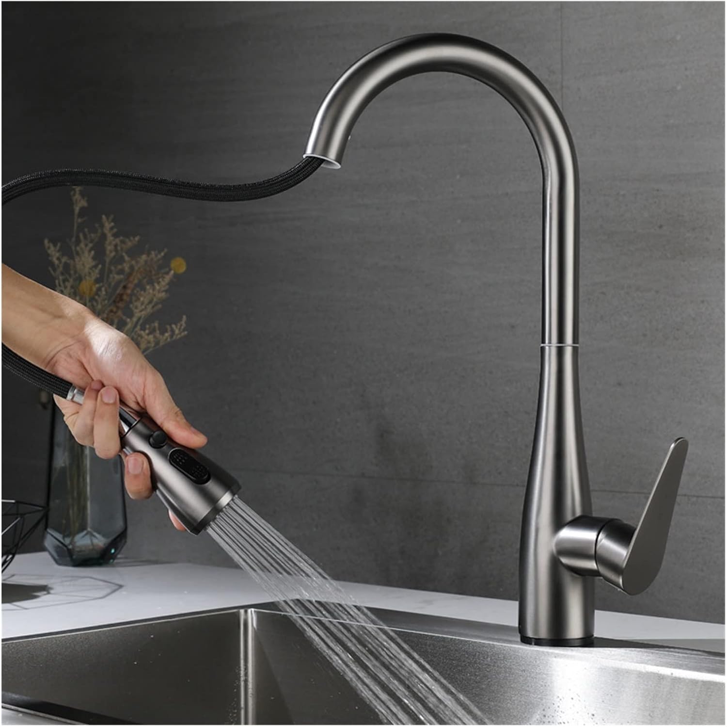 Robinet cuisine douchette 3 voies pour évier avec  jet modulable