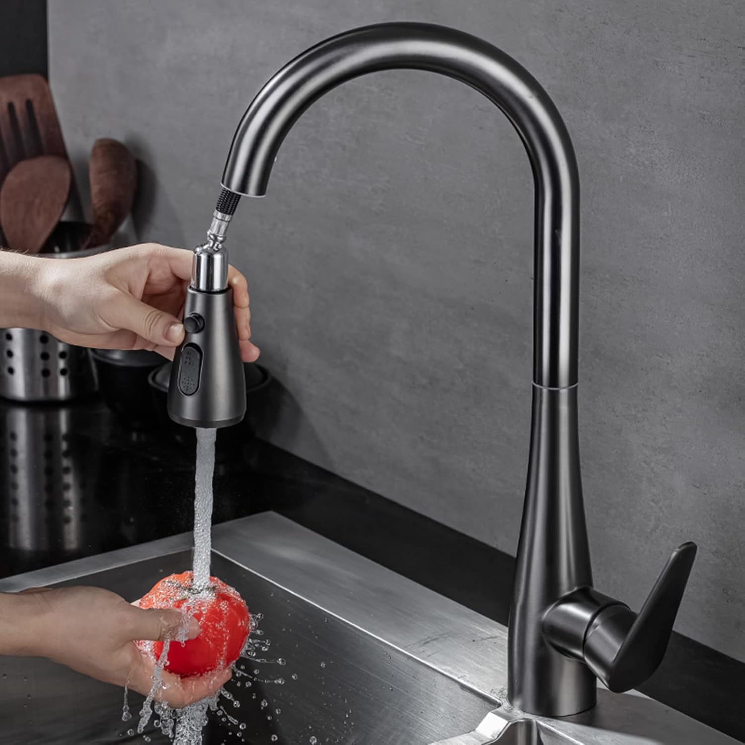 Robinet cuisine douchette 3 voies pour évier avec  jet modulable