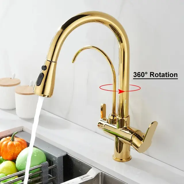 Robinet cuisine douchette purificateur d'eau en laiton
