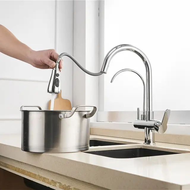 Robinet cuisine douchette purificateur d'eau en laiton