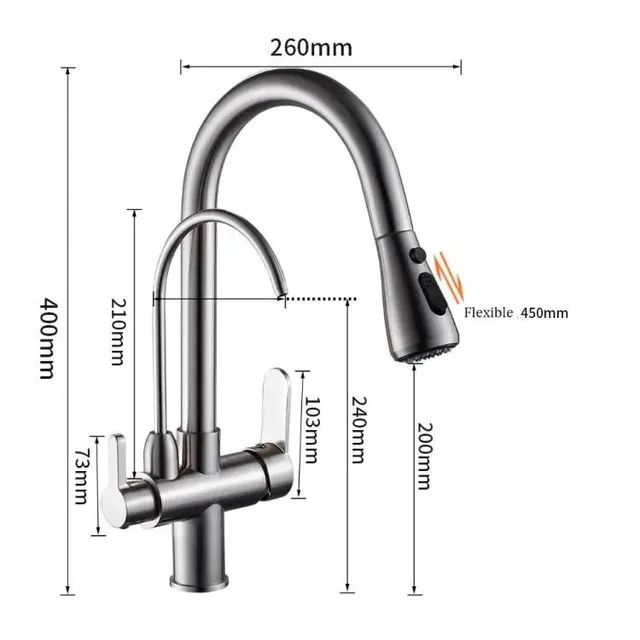 Robinet cuisine douchette purificateur d'eau en laiton