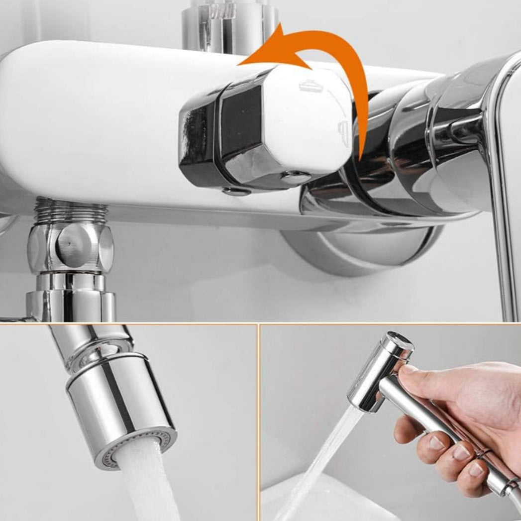 Robinet cuisine mural avec douchette extractible en laiton